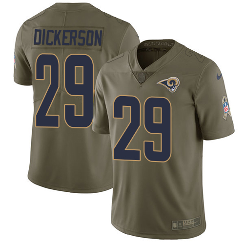 Nike Rams #29 Eric Dickerson Olive Men's Stitched NFL Limited Salute to Service Jersey
